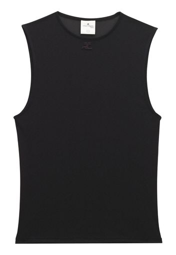 Courrèges logo-patch detail tank top - Schwarz