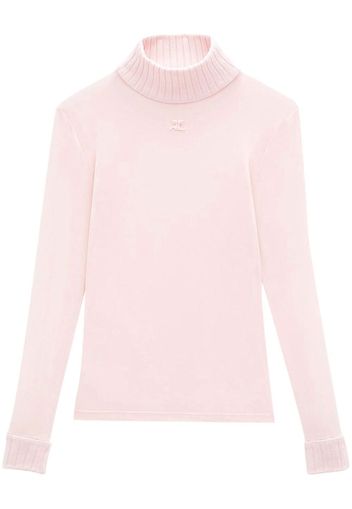 Courrèges Rollkragenpullover mit Logo-Patch - Rosa