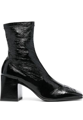 Courrèges appliqué-logo sock-style ankle boots - Schwarz