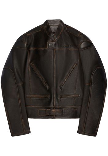 Courrèges Racer Patina leather jacket - Braun