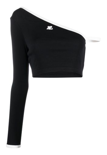 Courrèges one-shoulder knit crop top - Schwarz