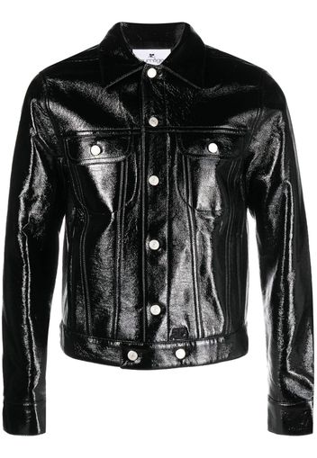 Courrèges high-shine leather jacket - Schwarz