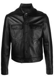 Courrèges chest flap-pocket leather jacket - Schwarz