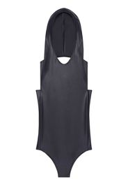 Courrèges Jersey-Body mit Kapuze - Schwarz