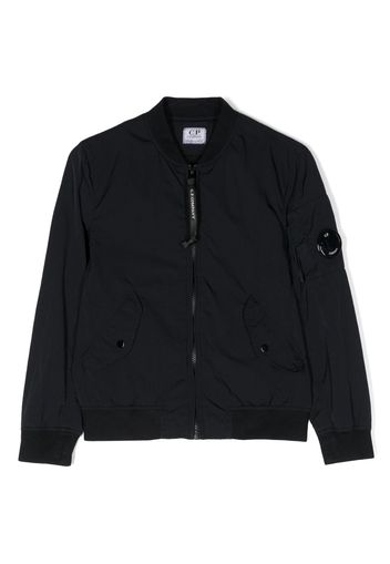 C.P. Company Kids logo-patch zip-up bomber jacket - Blau