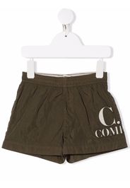 C.P. Company Kids Badeshorts mit Logo-Stickerei - Grün