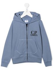 C.P. Company Kids logo-print zip-up hoodie - Blau