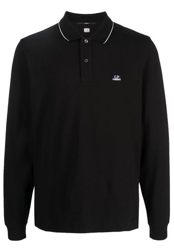 C.P. Company logo-patch cotton polo shirt - Schwarz