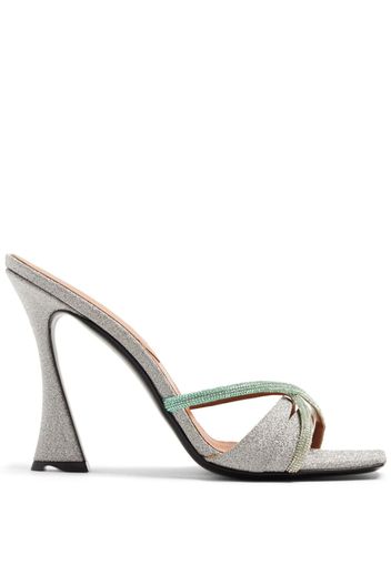 D'ACCORI Lust 100mm glitter-detail mules - Silber