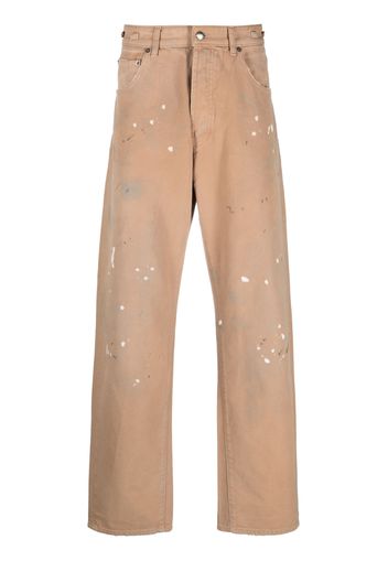 DARKPARK paint-splattered straight-leg trousers - Nude