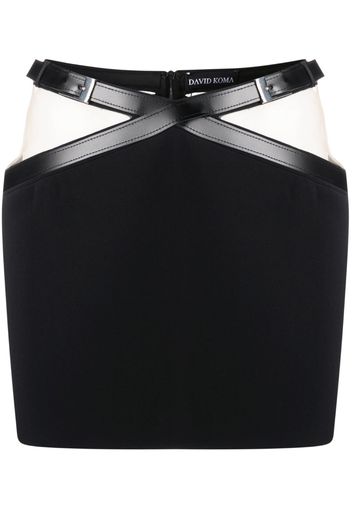 David Koma mesh-panel high-waist skirt - Schwarz