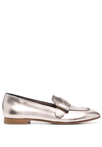 Del Carlo patent-finish calf-leather loafers - Nude