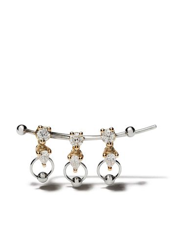 Delfina Delettrez 18kt 'Two in One' Gelb- und Weißgoldohrring mit Diamanten - YELLOW GOLD/WHITE GOLD