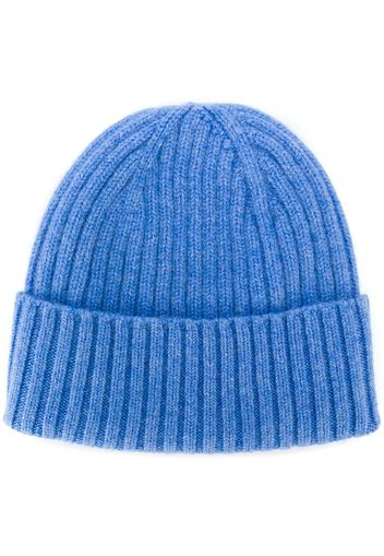 Dell'oglio Gerippte Beanie aus Kaschmir - Blau