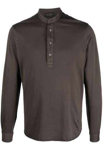 Dell'oglio band-collar cotton polo shirt - Braun