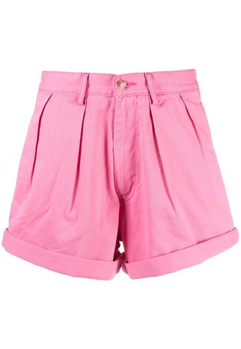 Denimist pleated cotton mini shorts - Rosa