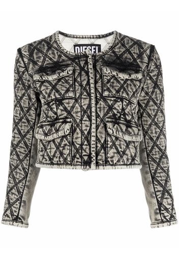 Diesel Cropped-Jeansjacke mit Kontrastnähten - Grau