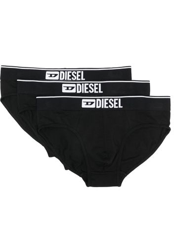 Diesel three-pack of logo-waist briefs - Schwarz