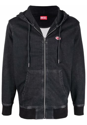 Diesel faded cotton-denim hoodie - Schwarz