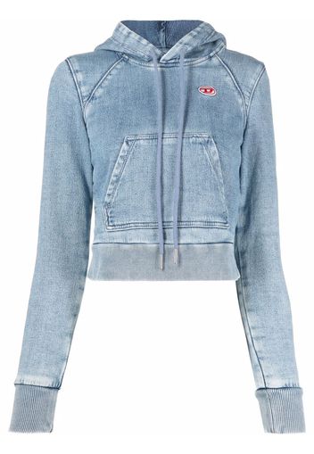 Diesel logo-patch cropped hoodie - Blau