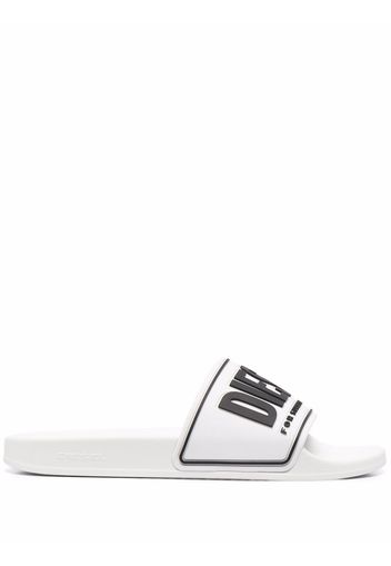 Diesel logo-strap slides - Weiß