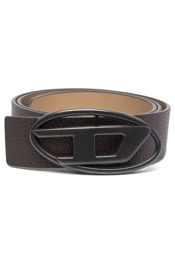 Diesel logo-buckle leather belt - Braun