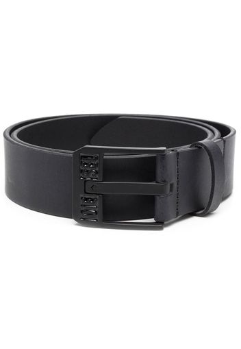 Diesel logo-buckle buffalo leather belt - Schwarz