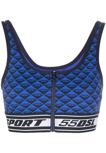 Diesel logo embroidered sports bra - Blau