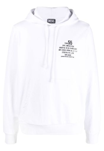 Diesel slogan-print cotton-blend hoodie - Weiß