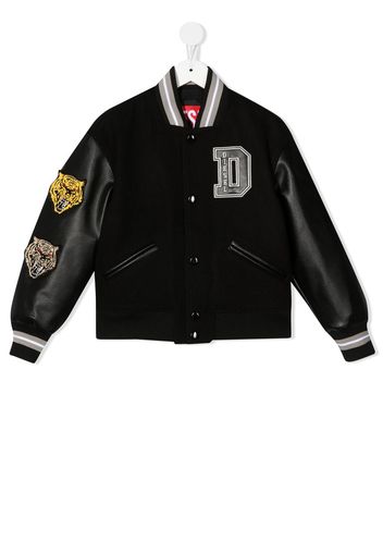 Diesel Kids Bomberjacke mit Logo-Patch - Schwarz