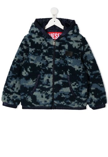 Diesel Kids Kapuzenjacke aus Fleece - Blau