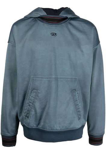 Diesel embroidered-logo cotton hoodie - Blau