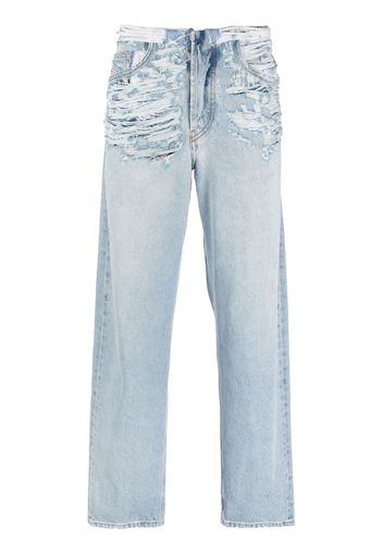 Diesel ripped straight-leg jeans - Blau