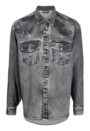 Diesel acid-wash long-sleeve shirt - Schwarz