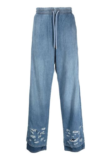 Diesel distressed-effect wide-leg jeans - Blau