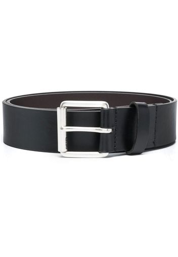 Diesel square buckle logo embossed leather belt - Schwarz