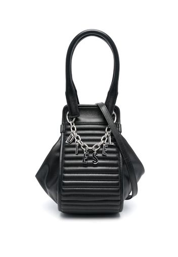 Diesel logo-charm detail tote bag - Schwarz