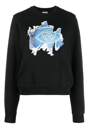 Diesel Sweatshirt mit grafischem Print - Schwarz