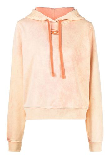 Diesel logo plaque washed-effect hoodie - Orange