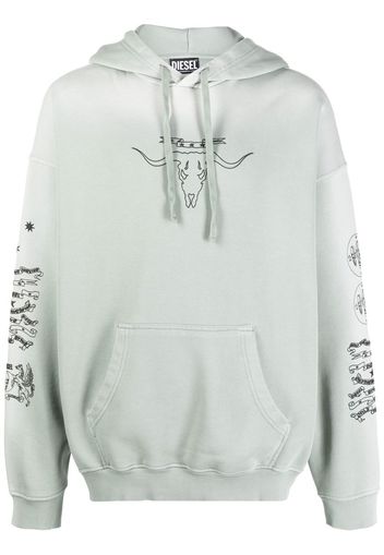 Diesel logo drawstring hoodie - Grün