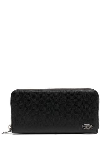 Diesel logo-plaque zip-fastening wallet - Schwarz