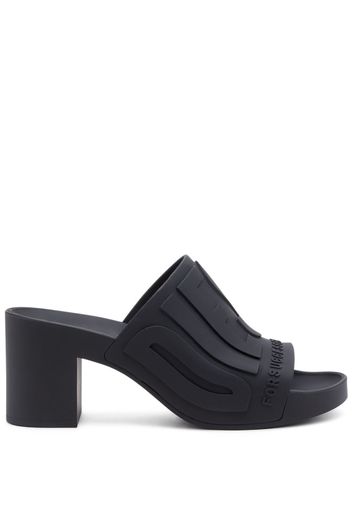 Diesel logo-debossing heeled mules - Schwarz