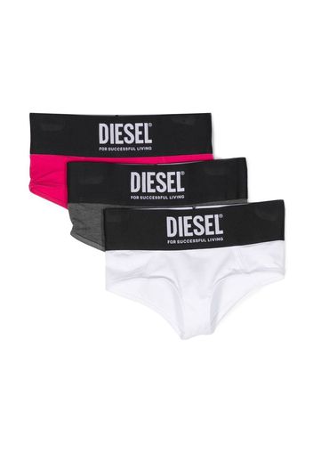 Diesel Kids logo-waistband briefs - set of three - Schwarz