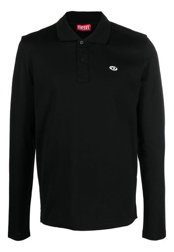 Diesel logo embroidered long-sleeve polo shirt - Schwarz