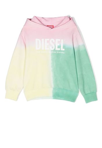 Diesel Kids Hoodie in Colour-Block-Optik - Grün