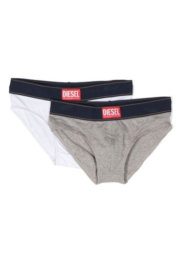 Diesel Kids 2 pack logo waistband briefs - Grau