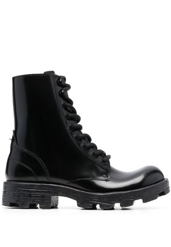 Diesel high-shine lace-up boots - T8013 BLACK