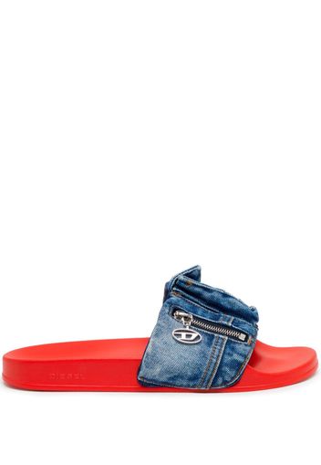 Diesel denim-strap sliders - Blau