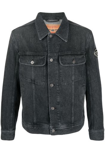 Diesel logo-plaque denim jacket - Schwarz