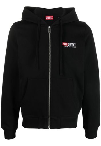 Diesel Kapuzenjacke mit Logo-Stickerei - Schwarz